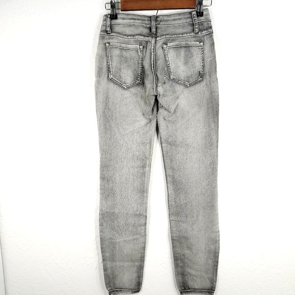 BEBE Skinny Fit Jeans Gray Wash Rhinestones Sz 24 - Picture 3 of 5